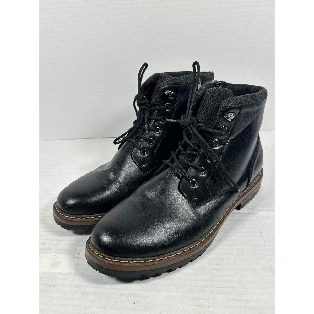 Madden NYC Mens Combat Boots Black Lace Up Side Zip MNMN43AM676 Size 12‎